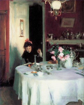 La mesa del desayuno John Singer Sargent Pinturas al óleo